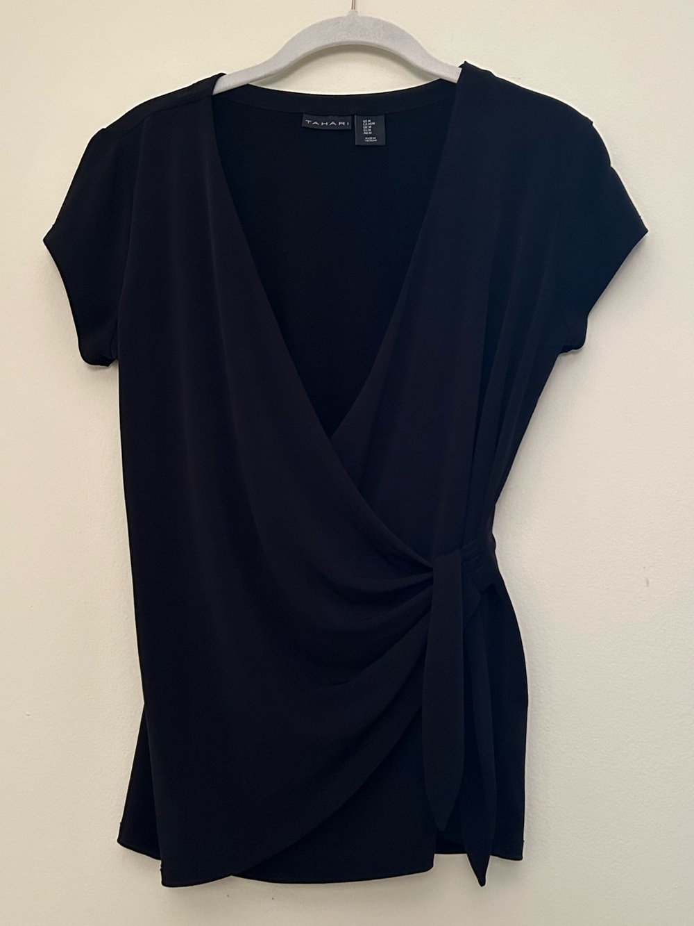 Black Tahari Wrap Blouse